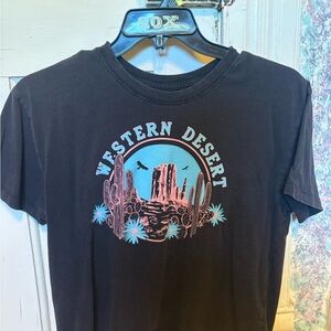 Western Desert Black Graphic Crop Top